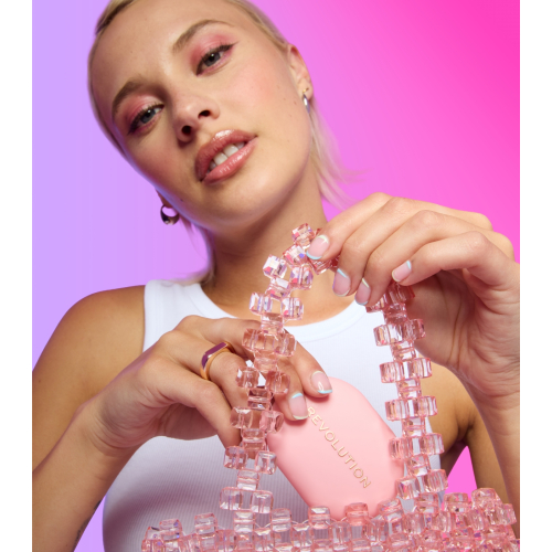 Makeup Revolution - Poudre compacte + Support adhésif pour téléphone portable Powder Pops - Rose