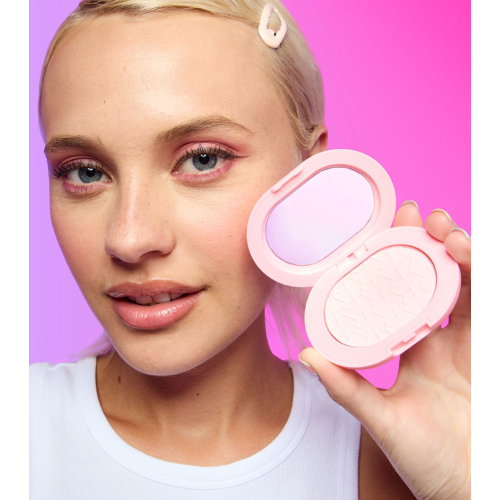 Makeup Revolution - Poudre compacte + Support adhésif pour téléphone portable Powder Pops - Rose