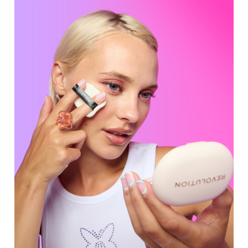 Makeup Revolution - Poudre compacte + Support adhésif pour téléphone portable Powder Pops - Translucent