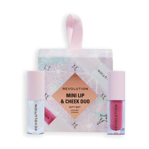 Revolution - Coffret Mini Lip & Cheek Duo - Mini Blush Bomb Cream Blusher Cute Pink + Mini Pout Bomb Clear Shimmer