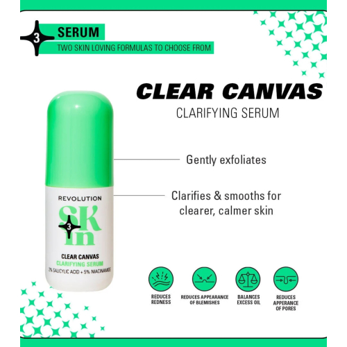Revolution Skin - *Clearly Clarify* - Sérum visage clarifiant 5 % de niacinamide et 2 % d'acide salicylique Clear Canvas