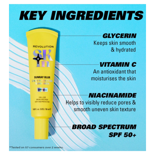 Revolution Skin - Crème solaire matifiante à la niacinamide Sunray Blur SPF50+