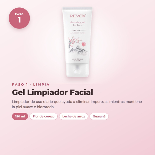 Revox Ensemble Complet de Soin du Visage Routine Japonaise avec Gel Nettoyant, Peeling, Tonique, Sérum, Crème et Masque Hydratant Vegan et Cruelty Free