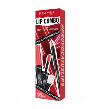Rimmel London  - Coffret à lèvres Lip Combo 3 en 1 Provocalips + Lasting Finish - Mauve Euphoria