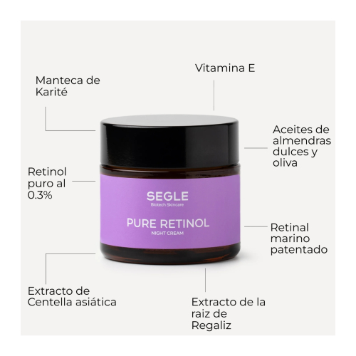 SEGLE - Crème visage nuit anti-âge Pure Retinol - Peaux matures et/ou sèches