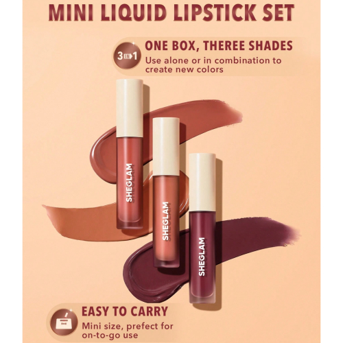 SHEGLAM - Coffret de 3 mini rouges à lèvres liquides Matte Allure - Feel Real