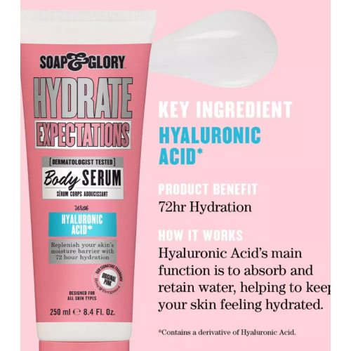 Soap & Glory - Sérum corps à l'acide hyaluronique Hydrate Expectations - Tous types de peau