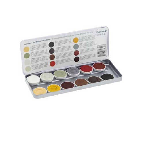 Superstar - Palette de 12 Aquacolors pour le visage et le corps Fearsome Faces by Matteo Arfanotti