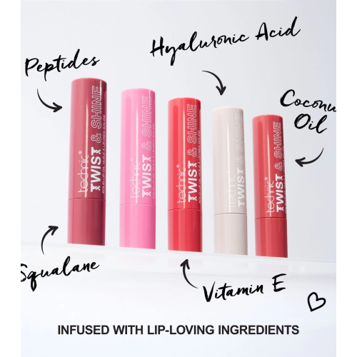 Technic Cosmetics - Huile à lèvres solide avec couleur Twist & Shine - Strawberry Kiss