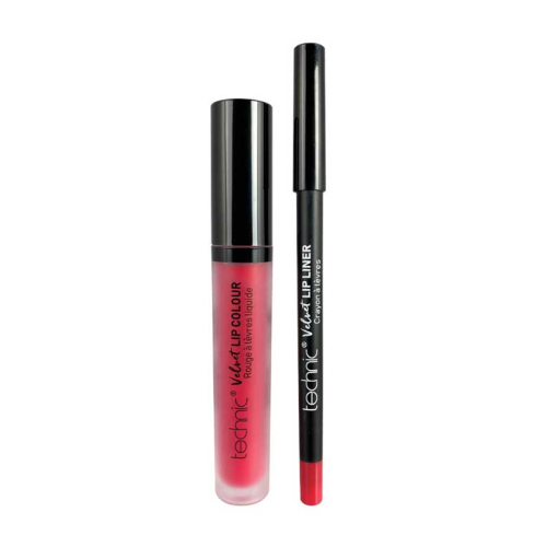 Technic Cosmetics - Lipliner + Rouge à lèvres liquide Velvet Lip Kit - Little Fuchsia
