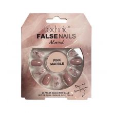 Technic Cosmetics - Faux Ongles False Nails Almond - Pink Marble