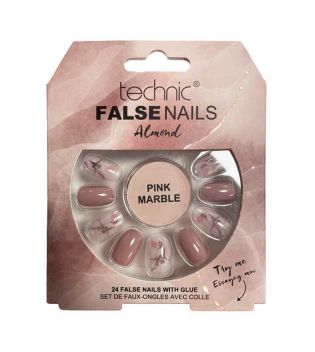 Technic Cosmetics - Faux Ongles False Nails Almond - Pink Marble