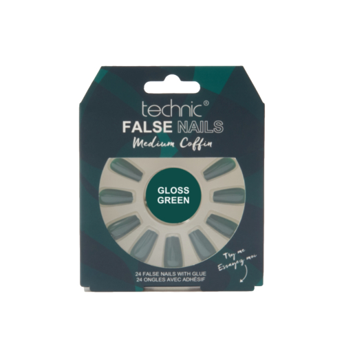 Technic Cosmetics - Faux ongles False Nails Medium Coffin - Gloss Green