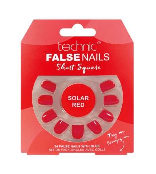 Technic Cosmetics - Faux Ongles False Nails Short Square - Solar Red