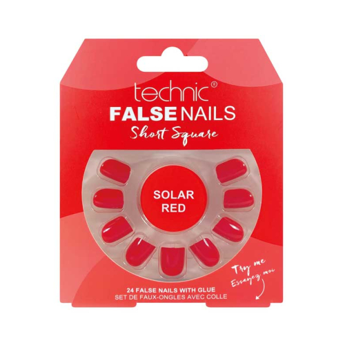Technic Cosmetics - Faux Ongles False Nails Short Square - Solar Red