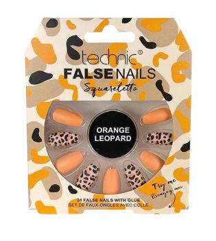 Technic Cosmetics - Faux ongles False Nails Squareletto - Orange Leopard