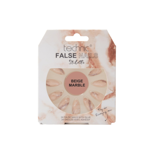 Technic Cosmetics - Faux Ongles False Nails Stiletto - Beige Marble