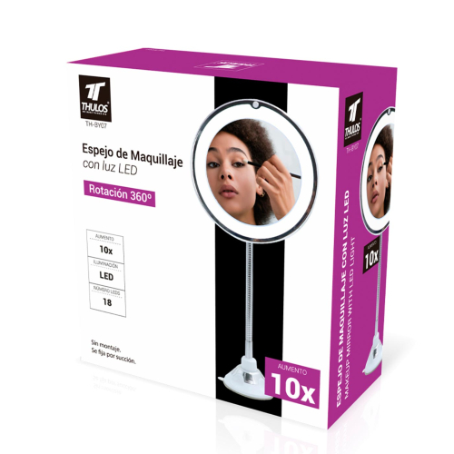 Thulos - Miroir de maquillage 360° avec éclairage LED TH-BY07