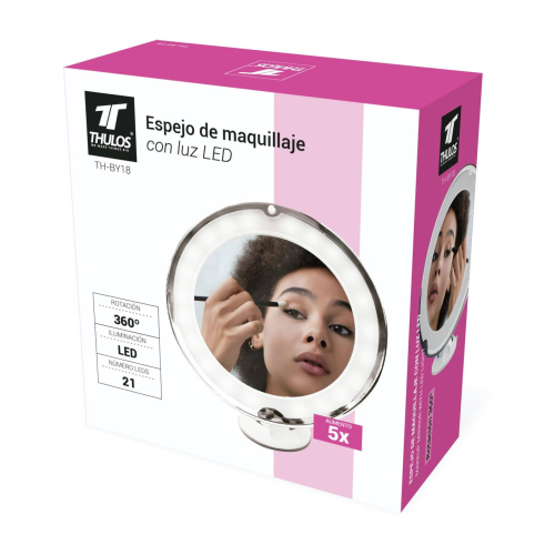 Thulos - Miroir de maquillage 360° avec éclairage LED TH-BY18
