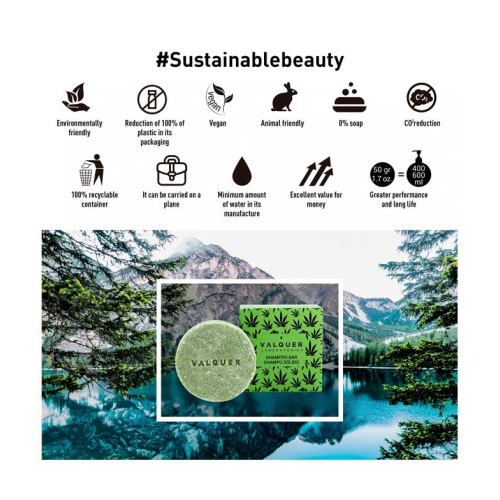 Valquer - Shampooing solide Hemp - Extrait de cannabis et huile de chanvre