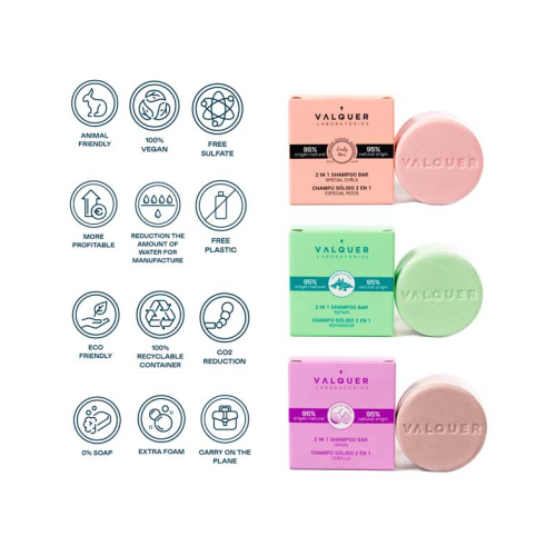 Valquer - Shampooing et revitalisant solide 2-en-1 - Réparateur