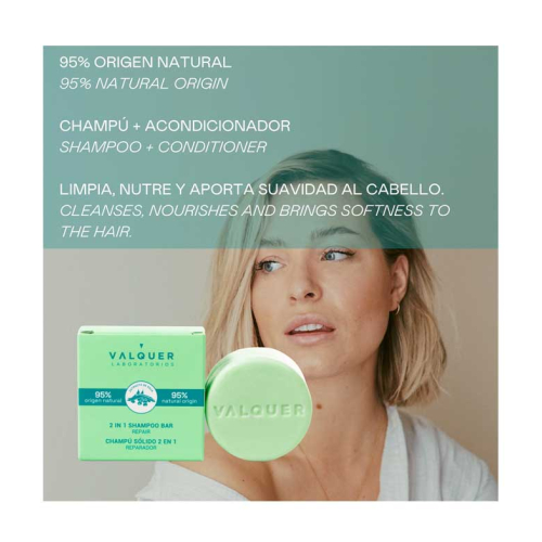 Valquer - Shampooing et revitalisant solide 2-en-1 - Réparateur