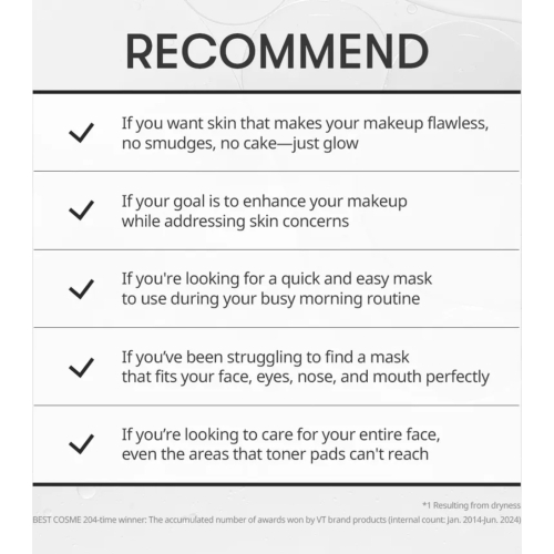 VT Cosmetics - Masque de base de maquillage 31 Skinpack Retinol - 100 unités