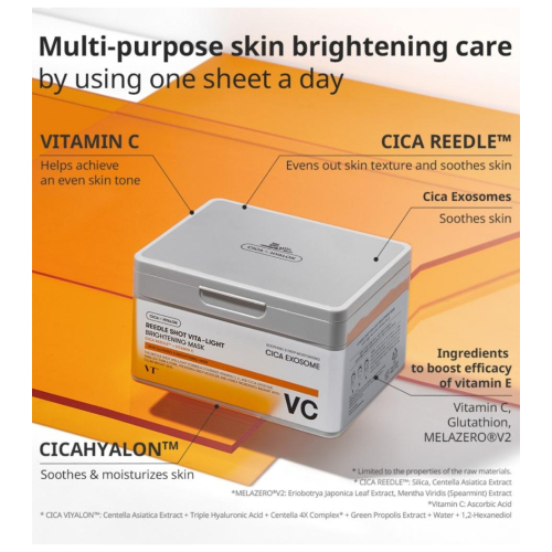 VT Cosmetics - Masques pour le visage Reedle Shot Vita-Light - 30ea